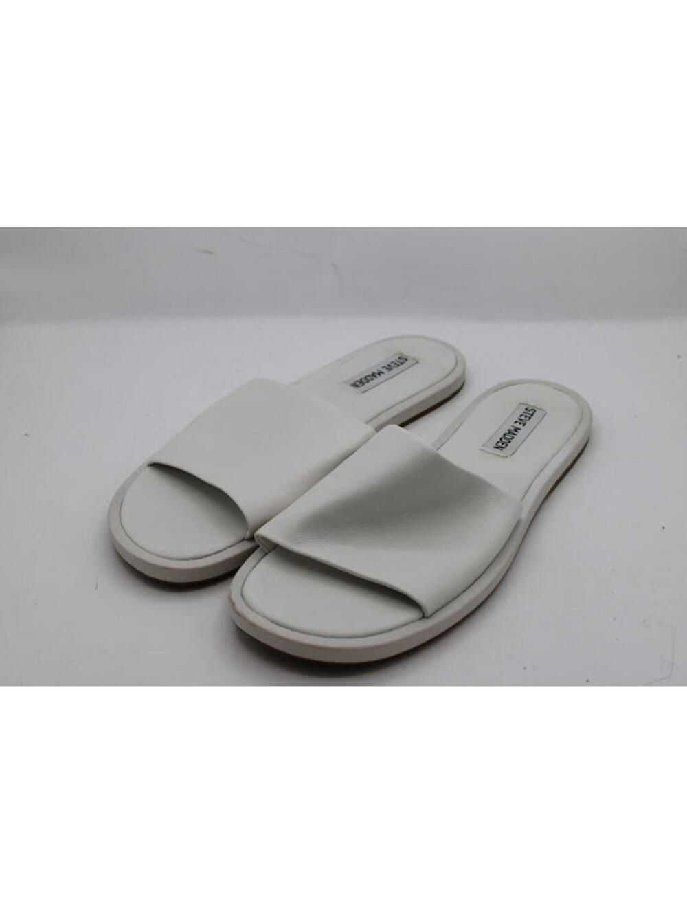 Steve Madden Sienna White Leather Slip On Slide Sandals Women's Size 7M